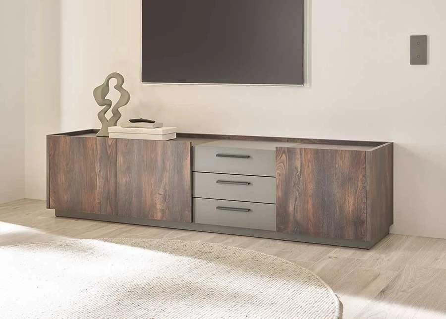 TV staliukas Largo, 200 x 45 x 50 cm, tamsus ąžuolas / antracitas