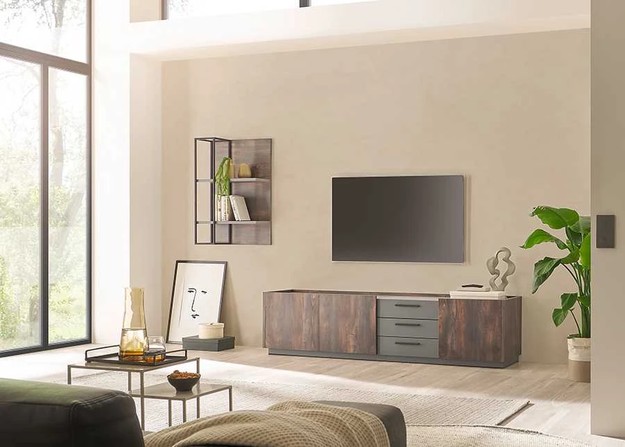 TV staliukas Largo, 200 x 45 x 50 cm, tamsus ąžuolas / antracitas