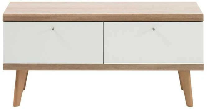 TV staliukas Lena, 107 x 40 x 50 cm, balta / ąžuolas