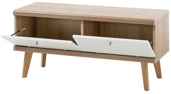 TV staliukas Lena, 107 x 40 x 50 cm, balta / ąžuolas