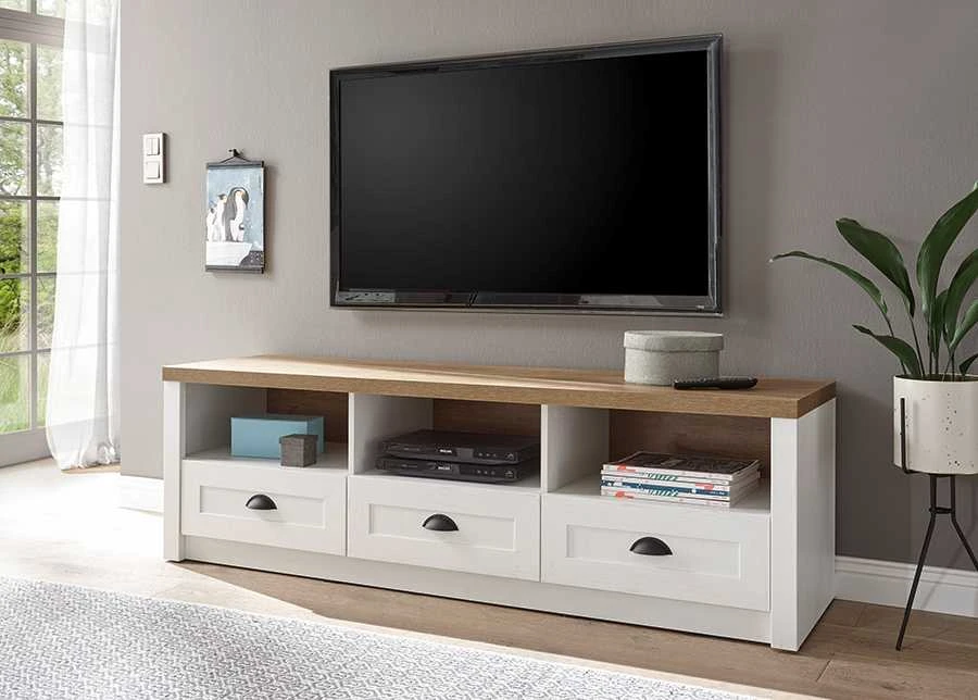 TV staliukas Provence, 160 x 43 x 47 cm, baltoji pušis / ąžuolas
