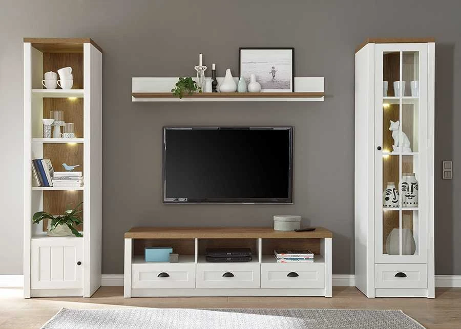 TV staliukas Provence, 160 x 43 x 47 cm, baltoji pušis / ąžuolas