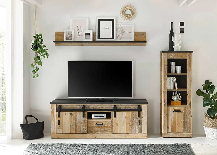 TV staliukas Sherwood, 162 x 38 x 61 cm, ruda / pilka