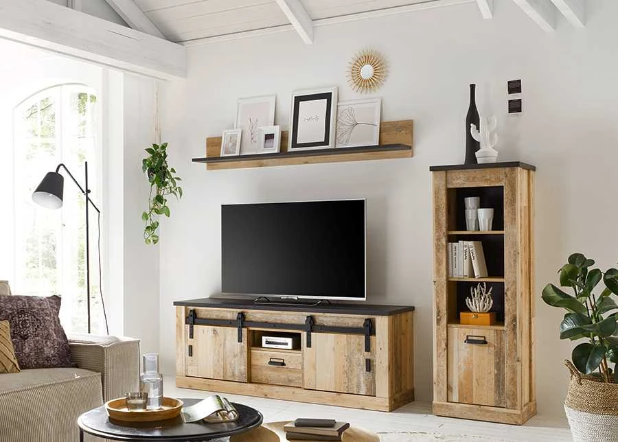 TV staliukas Sherwood, 162 x 38 x 61 cm, ruda / pilka