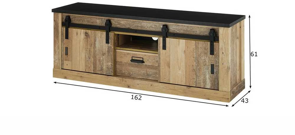 TV staliukas Sherwood, 162 x 38 x 61 cm, ruda / pilka
