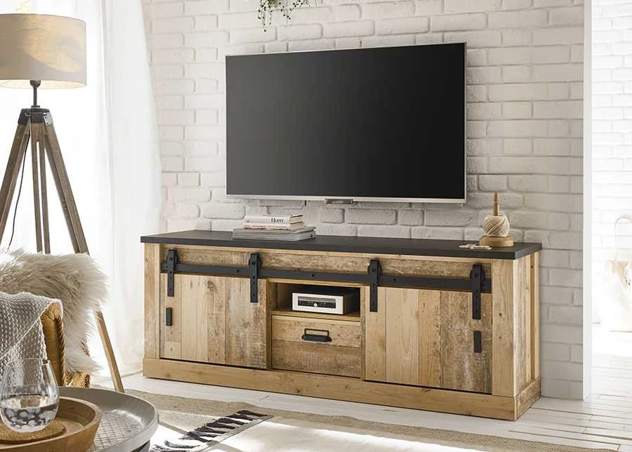 TV staliukas Sherwood, 162 x 38 x 61 cm, ruda / pilka