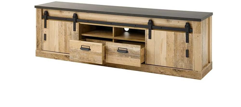 TV staliukas Sherwood, 201 x 43 x 61 cm, ruda / pilka