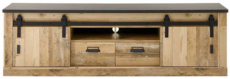 TV staliukas Sherwood, 201 x 43 x 61 cm, ruda / pilka