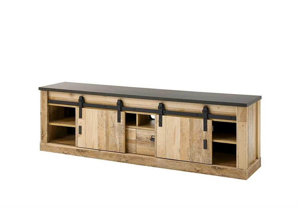 TV staliukas Sherwood, 201 x 43 x 61 cm, ruda / pilka