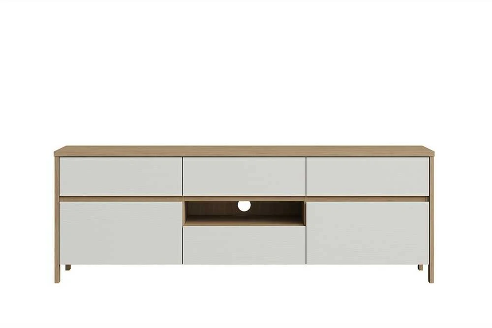TV staliukas Stranda, 164 x 39 x 58 cm, balta / ąžuolas