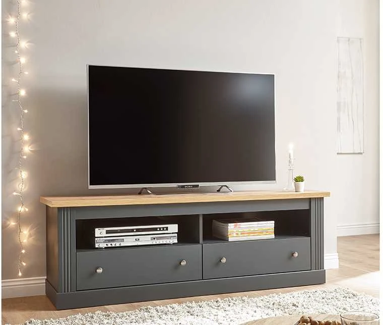 TV staliukas Westminster, 153 x 41 x 52 cm, tamsiai pilka / ąžuolas