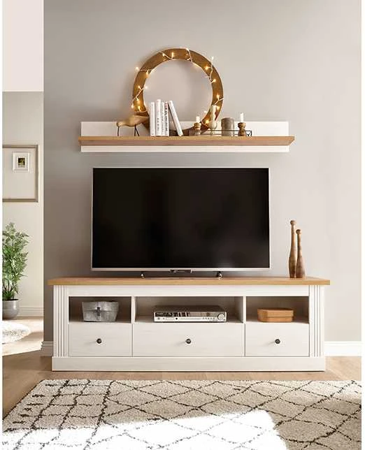 TV staliukas TV stovas Imv Westminster, 162 cm, balta/ąžuolinė