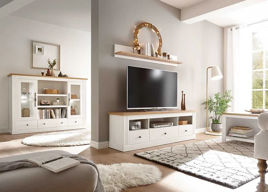 TV staliukas TV stovas Imv Westminster, 162 cm, balta/ąžuolinė