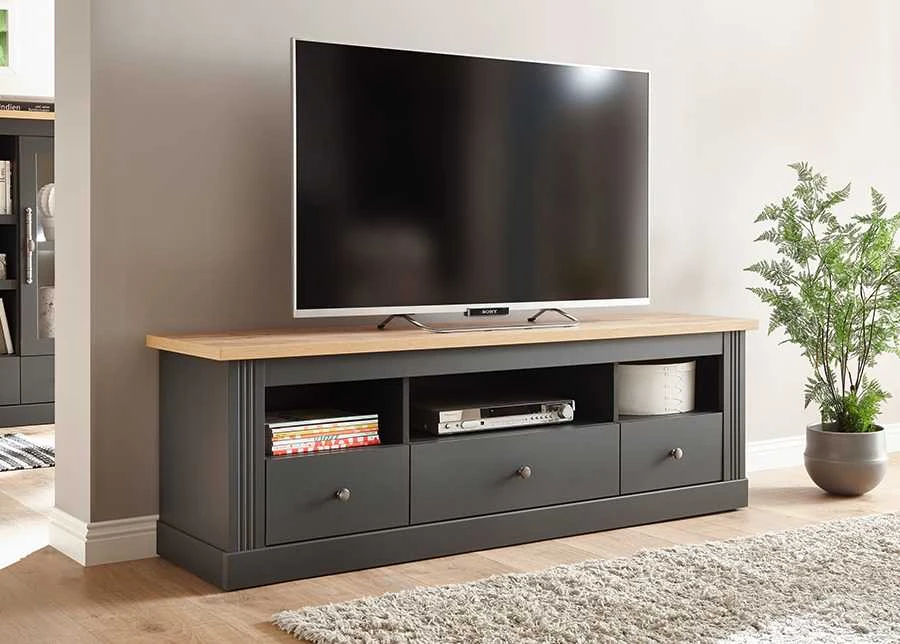 TV staliukas Westminster, 162 x 40 x 52 cm, tamsiai pilka / ąžuolas