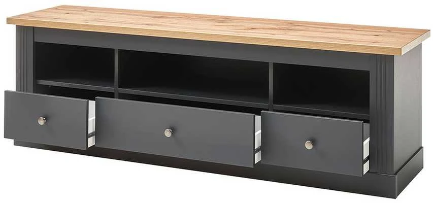 TV staliukas Westminster, 162 x 40 x 52 cm, tamsiai pilka / ąžuolas