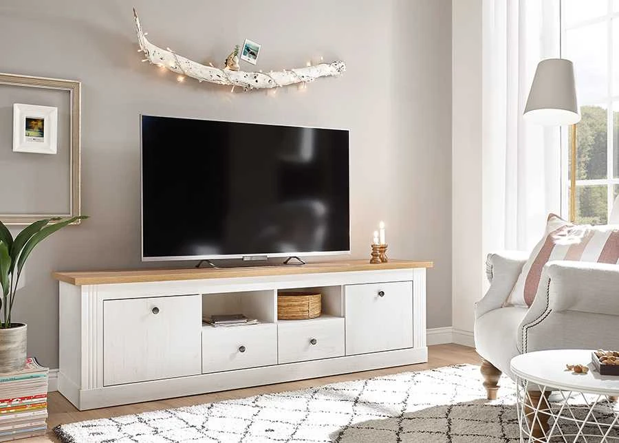 TV staliukas TV stovas Imv Westminster, 180 cm, balta/ąžuolinė