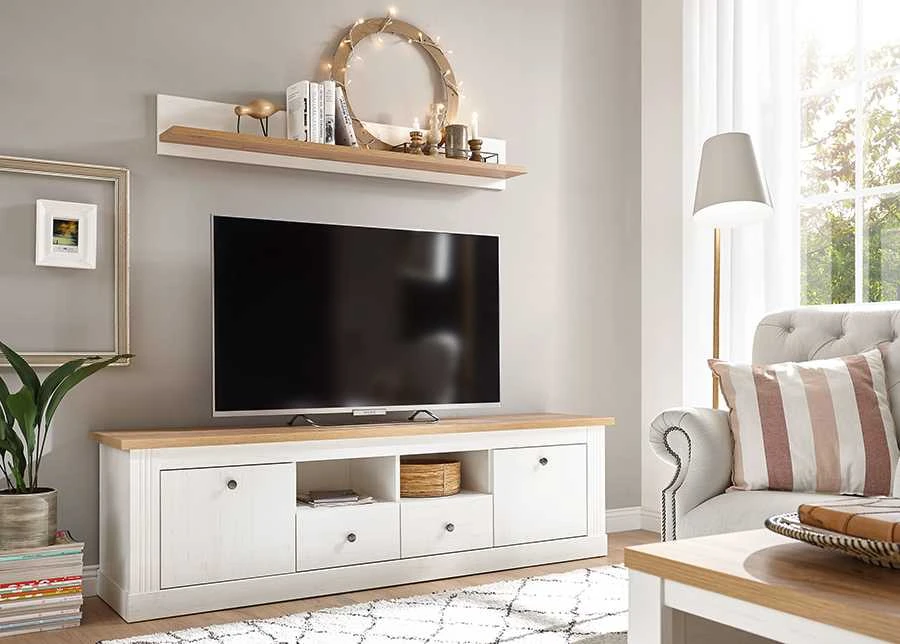 TV staliukas TV stovas Imv Westminster, 180 cm, balta/ąžuolinė