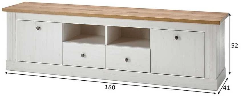 TV staliukas TV stovas Imv Westminster, 180 cm, balta/ąžuolinė