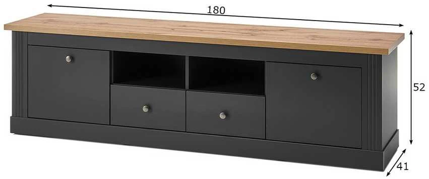 TV staliukas TV stovas Imv Westminster, 180 cm, tamsiai pilka/ąžuolinė