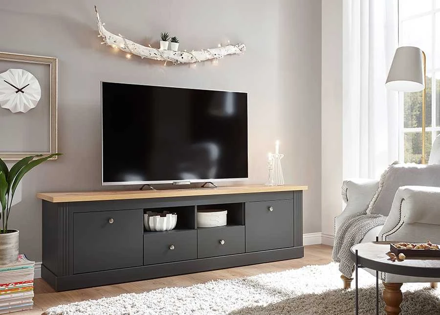 TV staliukas TV stovas Imv Westminster, 180 cm, tamsiai pilka/ąžuolinė