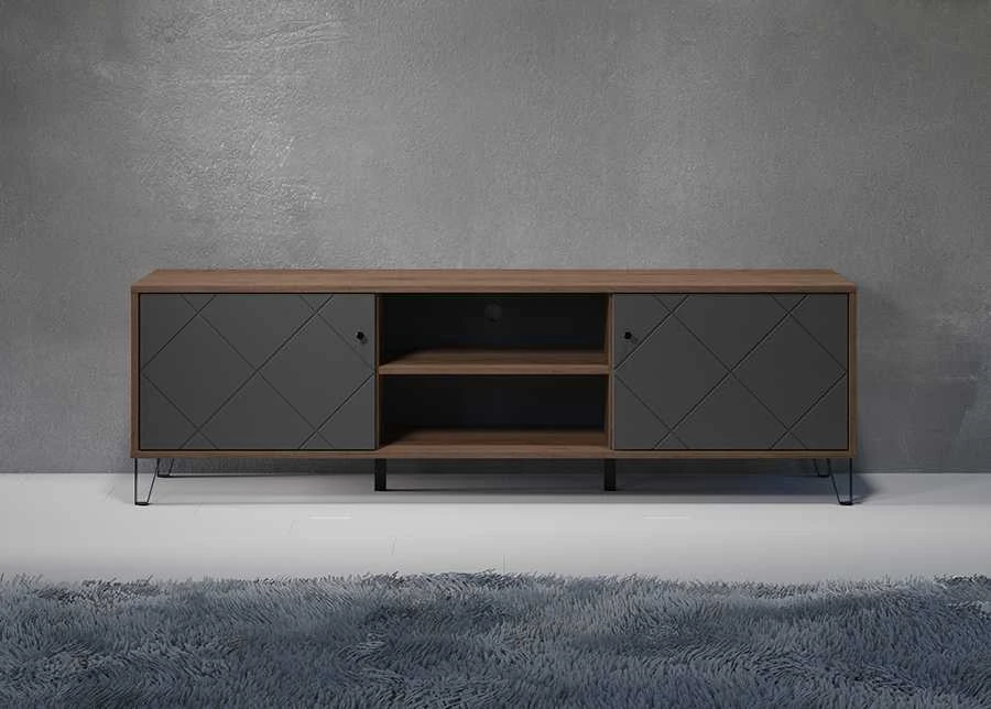 TV staliukas Montez, 183 x 40 x 56 cm, ąžuolas / pilka