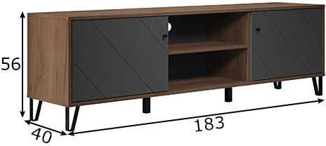 TV staliukas Montez, 183 x 40 x 56 cm, ąžuolas / pilka