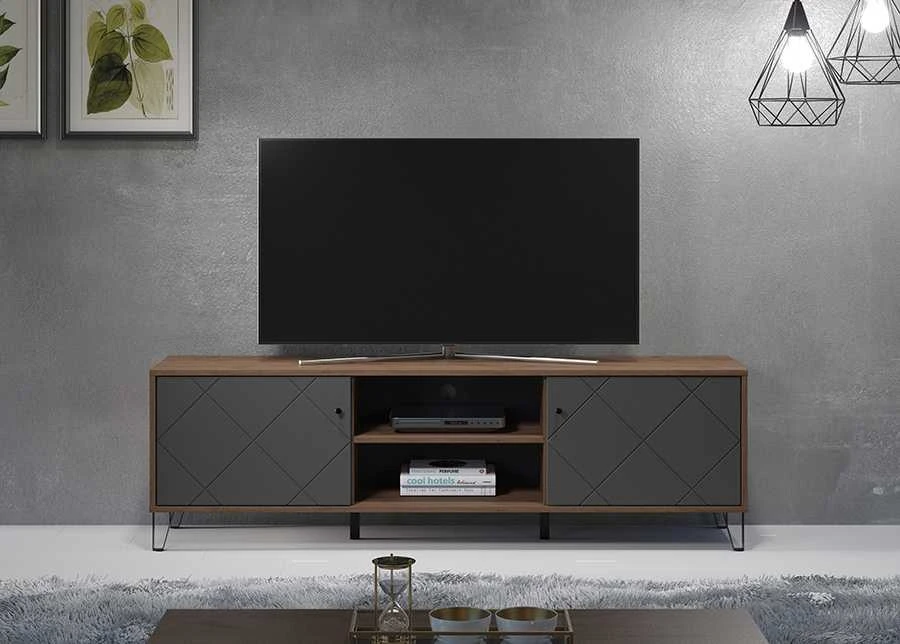 TV staliukas Montez, 183 x 40 x 56 cm, ąžuolas / pilka