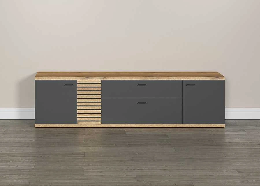 TV staliukas Norris, 202 x 42 x 55 cm, antracitas / ąžuolas