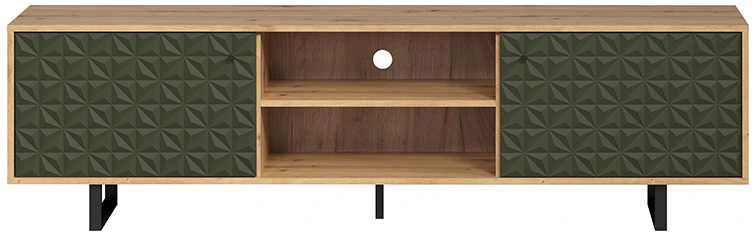 TV staliukas Sentra, 184 x 40 x 52 cm, tamsiai žalia / ąžuolas