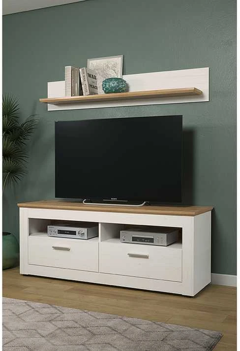 TV staliukas Shade, 148 x 45 x 59 cm, balta pušis / ąžuolas