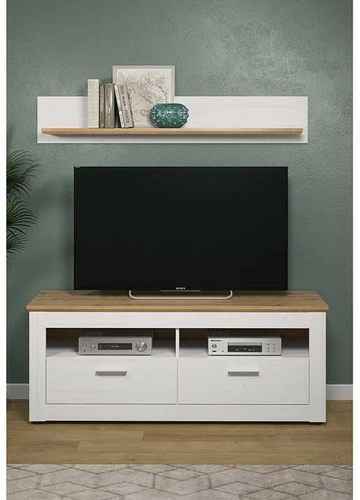 TV staliukas Shade, 148 x 45 x 59 cm, balta pušis / ąžuolas