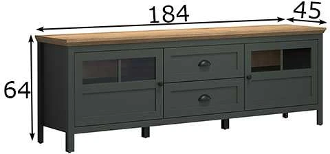 TV staliukas Stanton, 184 x 45 x 64 cm, žalia / ąžuolas
