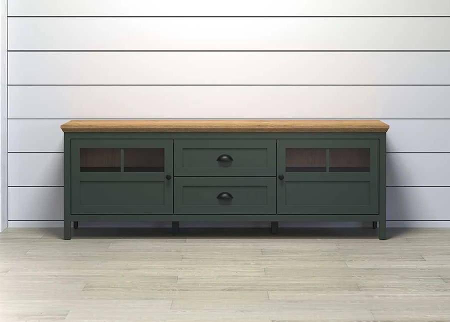 TV staliukas Stanton, 184 x 45 x 64 cm, žalia / ąžuolas