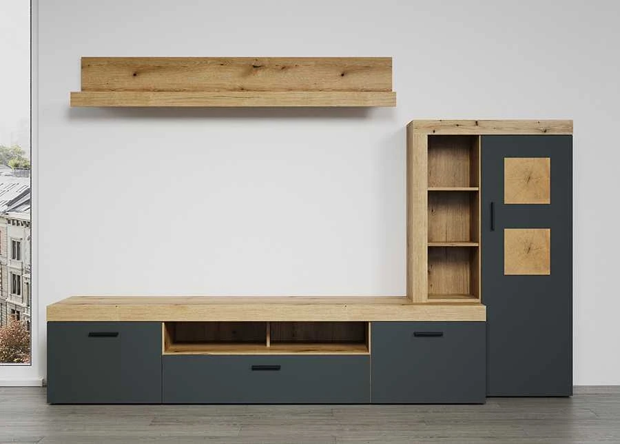 TV staliukas Tyler, 230 x 52 x 52 cm, antracitas / ąžuolas