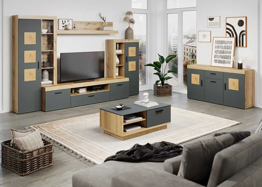 TV staliukas Tyler, 230 x 52 x 52 cm, antracitas / ąžuolas