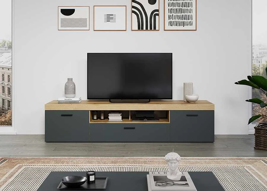 TV staliukas Tyler, 230 x 52 x 52 cm, antracitas / ąžuolas