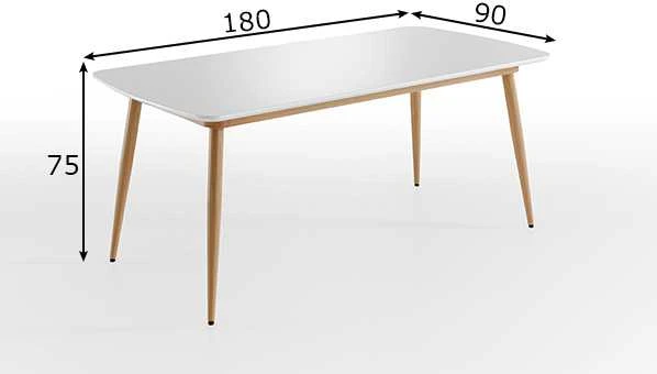 Valgomojo stalas Bozen, 180 x 90 x 75 cm, balta / ąžuolas