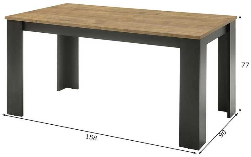 Valgomojo stalas Brügge, 158 x 90 x 77 cm, kaštonas / pilka