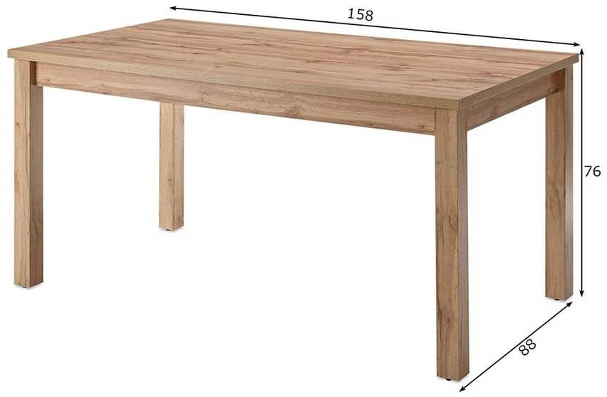 Valgomojo stalas Cambridge, 158 x 88 x 76 cm, ąžuolinė