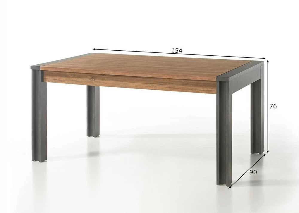 Valgomojo stalas Detroit, 154 x 90 x 76 cm, ąžuolas / pilka