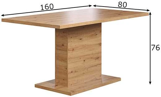 Valgomojo stalas Follow, 160 x 80 x 76 cm, ąžuolas / pilka