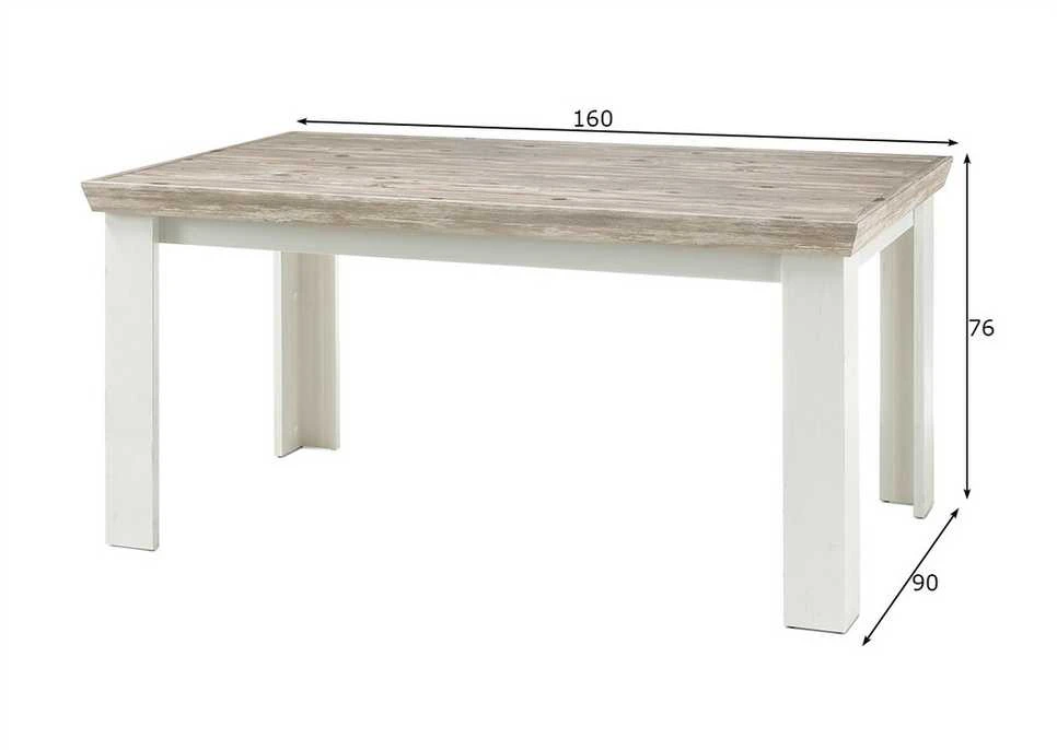 Valgomojo stalas Florenz, 160 x 90 x 76 cm, baltoji pušis / pušis