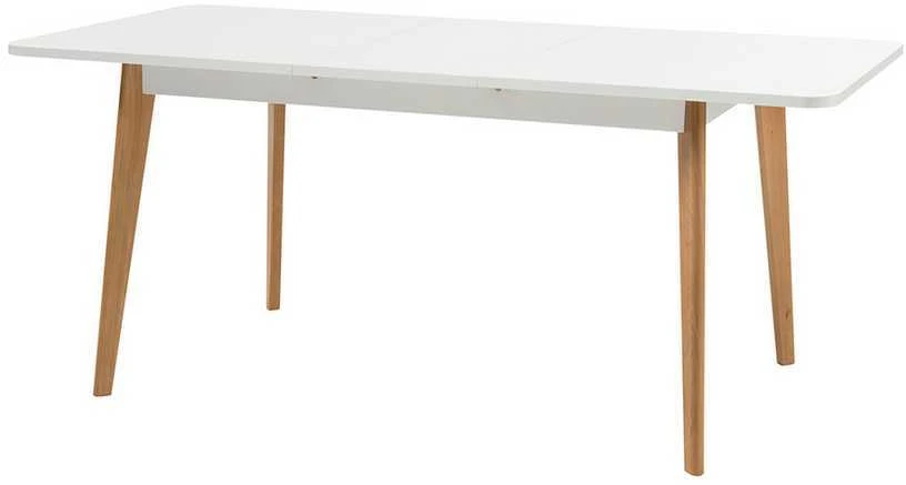 Valgomojo stalas Lena, 140-180 x 80 x 75 cm, balta / ąžuolas