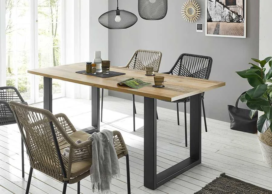 Valgomojo stalas Sherwood, 180 x 80 x 76 cm, ruda / pilka