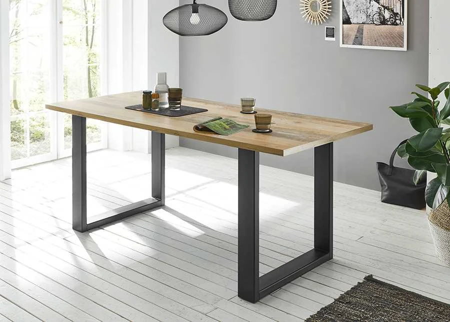 Valgomojo stalas Sherwood, 180 x 80 x 76 cm, ruda / pilka