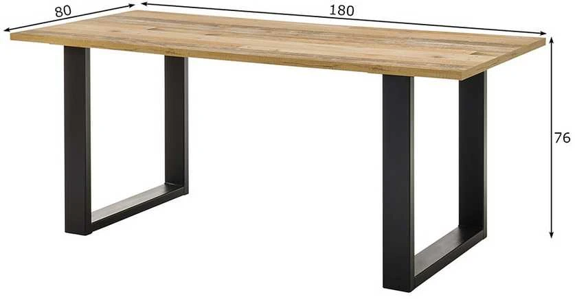 Valgomojo stalas Sherwood, 180 x 80 x 76 cm, ruda / pilka
