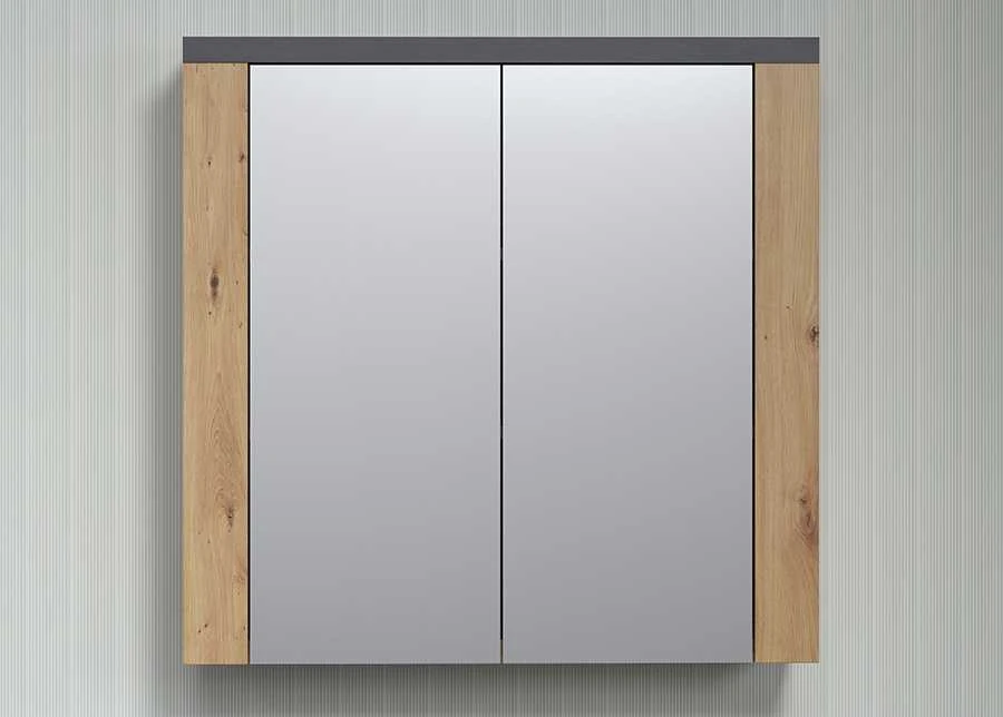 Veidrodinė spintelė Follow, 79 x 20 x 78 cm, ąžuolas / pilka