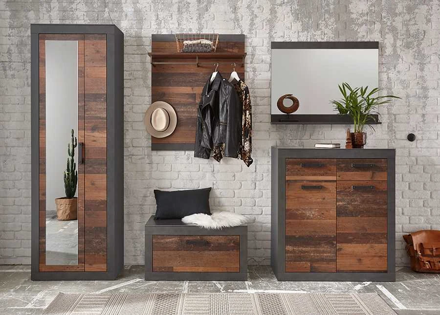Veidrodis Brooklyn, 92 x 10 x 71 cm, ruda / pilka