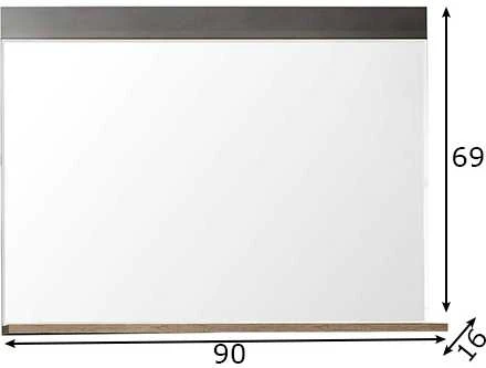 Veidrodis Indy, 90 x 16 x 69 cm, pilka