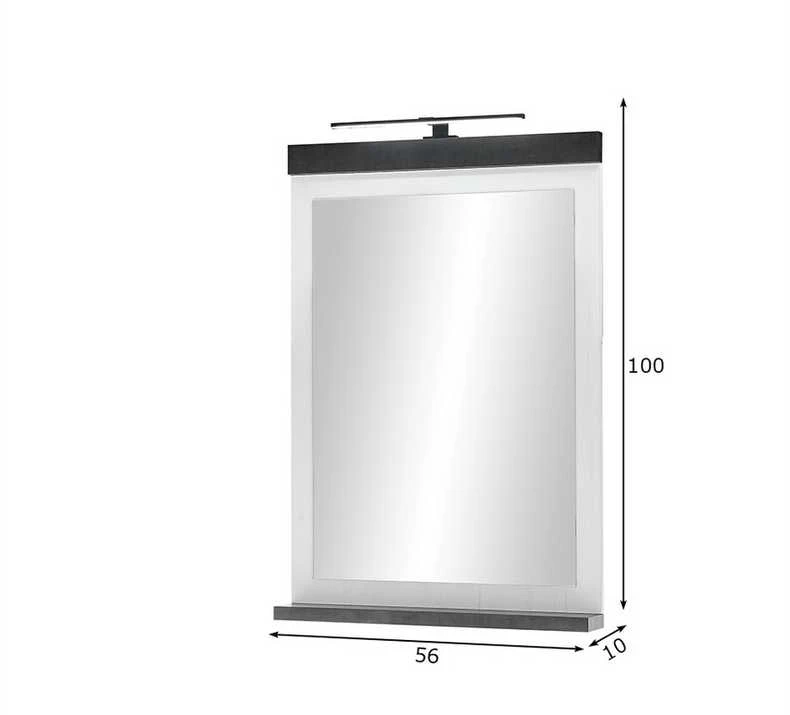 Veidrodis Sherwood, 56 x 10 x 100 cm, balta / pilka
